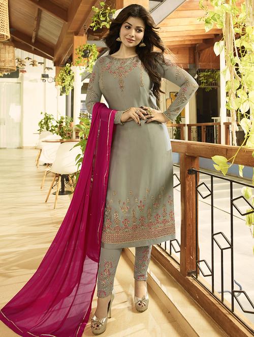 floral embroidered semi-stitched suit - 15852357 - Very Small Image - 1