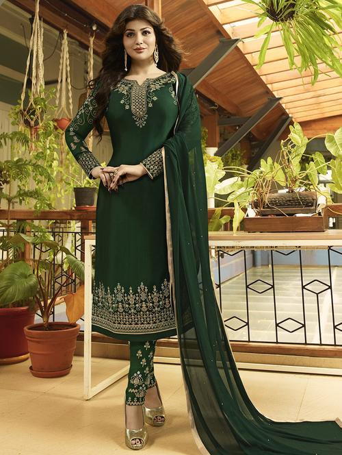 floral embroidered semi-stitched suit - 15852358 - Very Small Image - 1