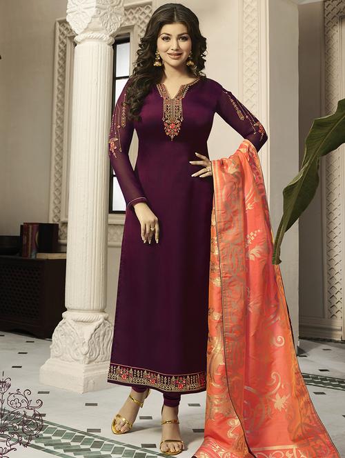 floral embroidered semi-stitched suit - 15852367 - Very Small Image - 1