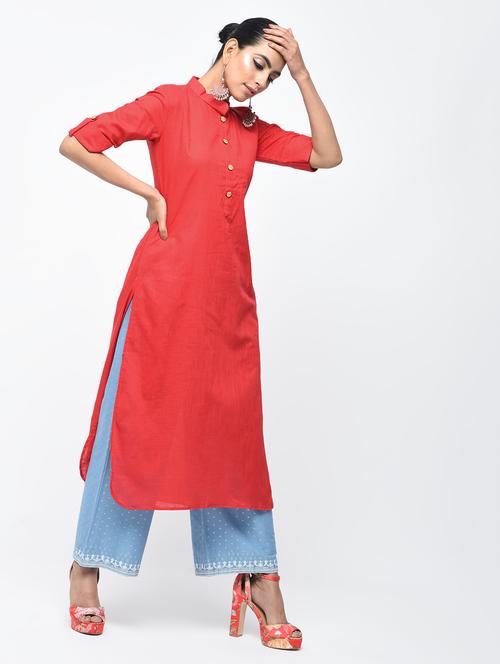 straight solid kurta - 15853238 - Very Small Image - 1