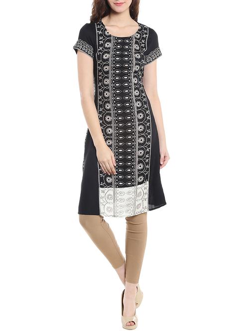 black viscose flared kurti - 15853391 - Very Small Image - 1