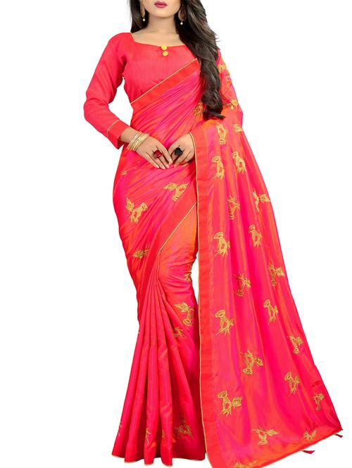 conversational embroidered pink saree with blouse - 15854415 - Very Small Image - 1