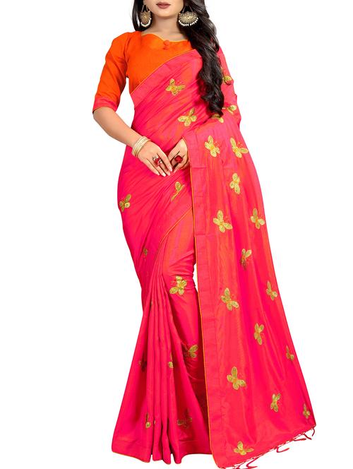conversational embroidered pink saree with blouse - 15854420 - Very Small Image - 1