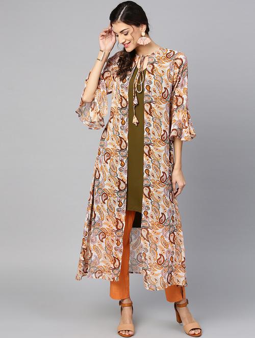 paisley print layered kurta - 15855210 - Very Small Image - 1