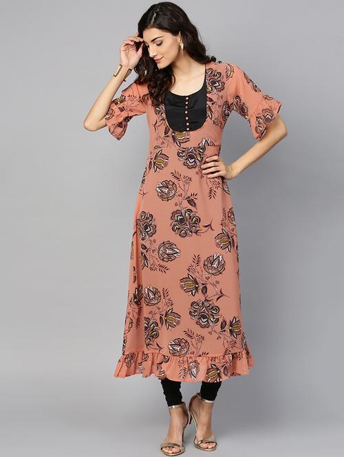 frilled printed a-line kurta - 15855217 - Very Small Image - 1