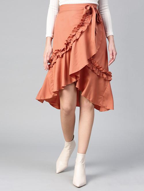frill detail overlap tie-knot skirt - 15856078 - Very Small Image - 1