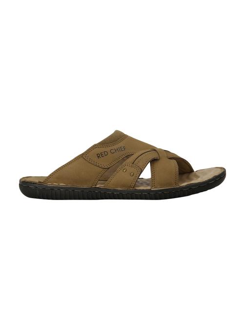 brown leather slip on slippers - 15856175 - Very Small Image - 1