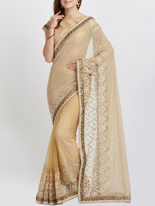 floral embellished half and half saree with blouse - 15856767 - Very Small Image - 1