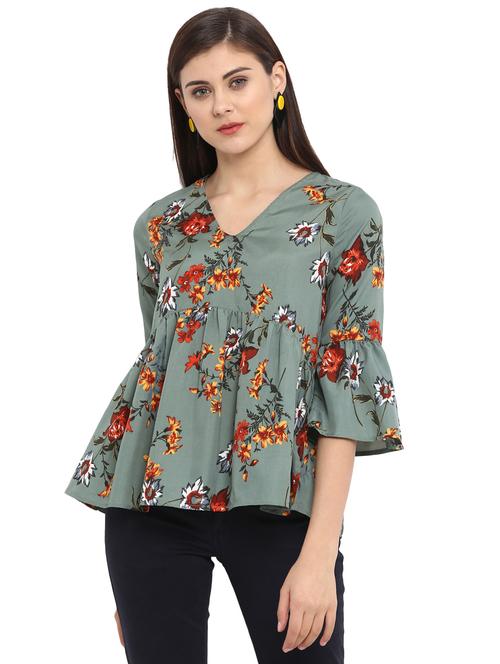 women's peplum v neck top - 15856853 - Very Small Image - 1