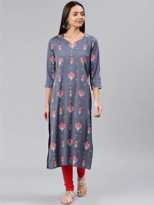 printed straight  kurta - 15858942 - Very Small Image - 1