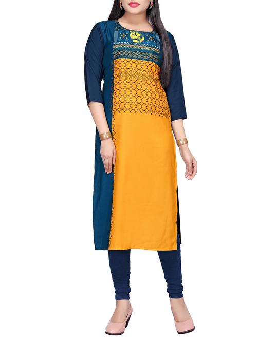 printed straight kurta - 15859004 - Very Small Image - 1