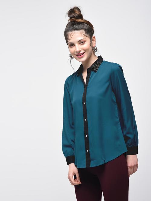 contrast detail embellished collared shirt - 15859728 - Very Small Image - 1