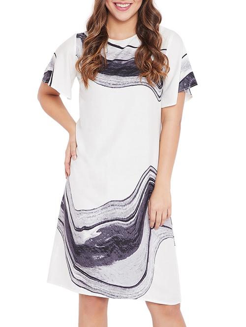 flared sleeved abstract a-line dress - 15860223 - Very Small Image - 1