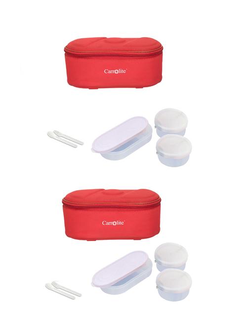 combo browny red plastic white dabbi lunchbox - 15861758 - Very Small Image - 1