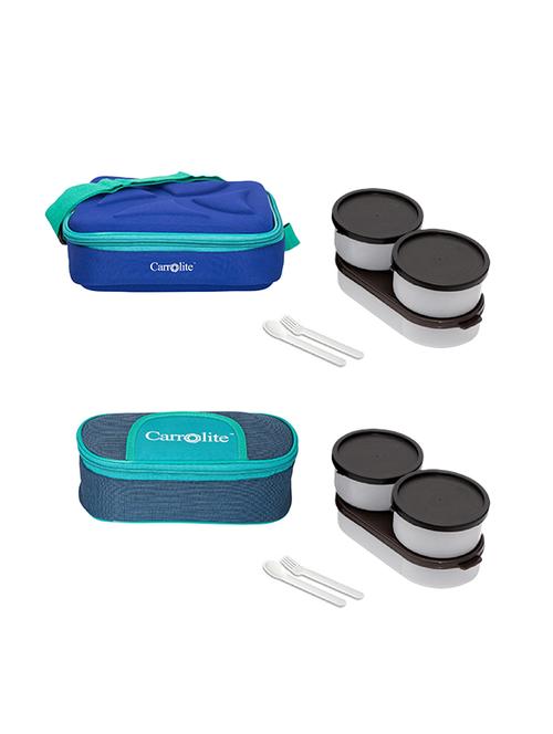 combo andy blue + solace blue-green black colour lunchbox plastic - 15861848 - Very Small Image - 1