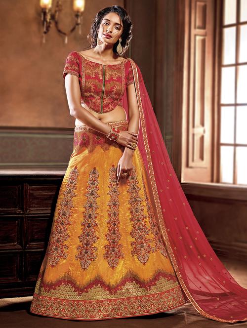embroidered flared lehenga - 15862255 - Very Small Image - 1