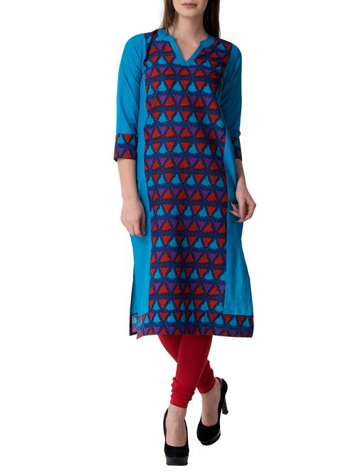 printed straight kurta - 15863092 - Very Small Image - 1