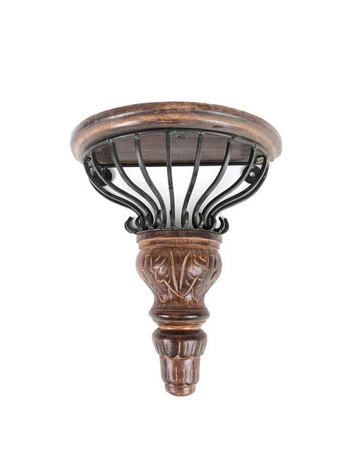 desi karigar wooden & wrought iron wall bracket d-shape 11.5x5x10 - 15863783 - Very Small Image - 1