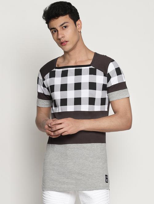 multi colored checkered cut & sew t-shirt - 15865138 - Very Small Image - 1