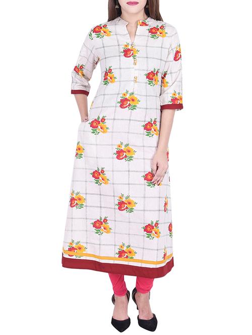 a-line checkered kurta - 15868296 - Very Small Image - 1