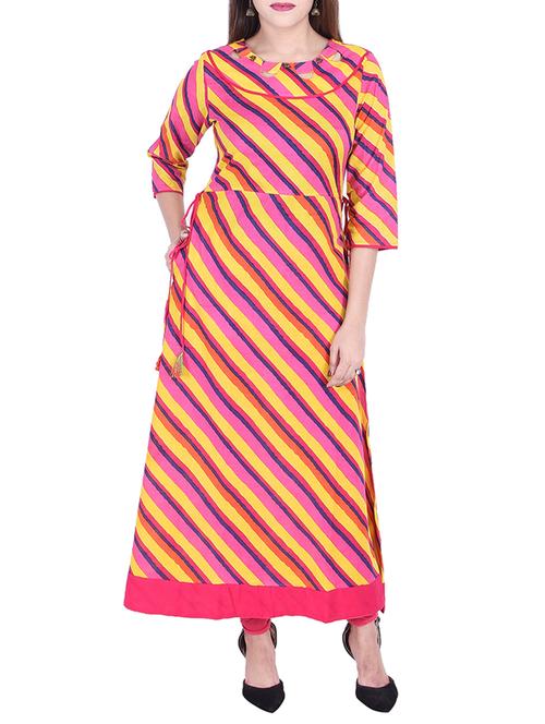 leheriya a-line kurta - 15868297 - Very Small Image - 1