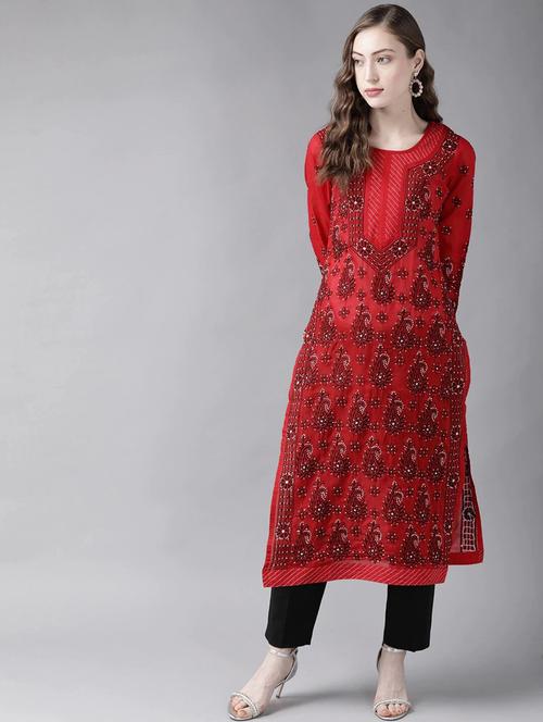 chikankari straight kurta - 15869273 - Very Small Image - 1