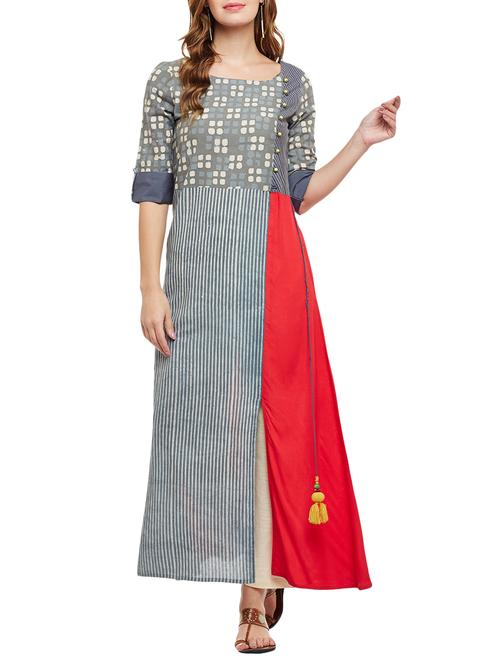 a-line printed kurta - 15870498 - Very Small Image - 1