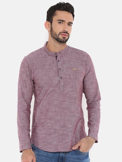 red cotton short kurta - 15870875 - Very Small Image - 1
