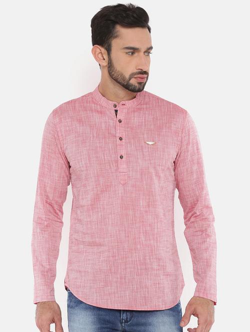 red cotton short kurta - 15870904 - Very Small Image - 1