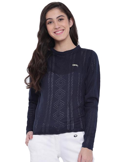 crew neck pointelle knit pullover - 15871193 - Very Small Image - 1
