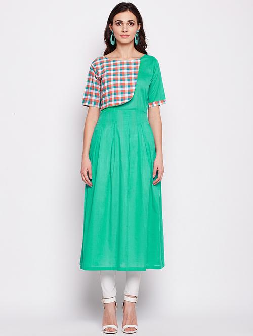 flared checkered kurta - 15871474 - Very Small Image - 1