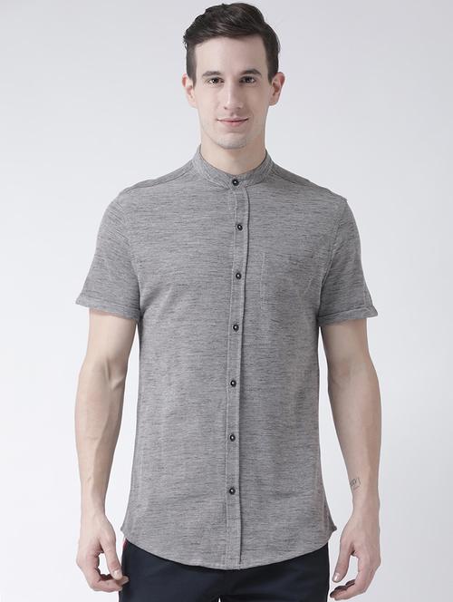 grey cotton casual shirt - 15873170 - Very Small Image - 1