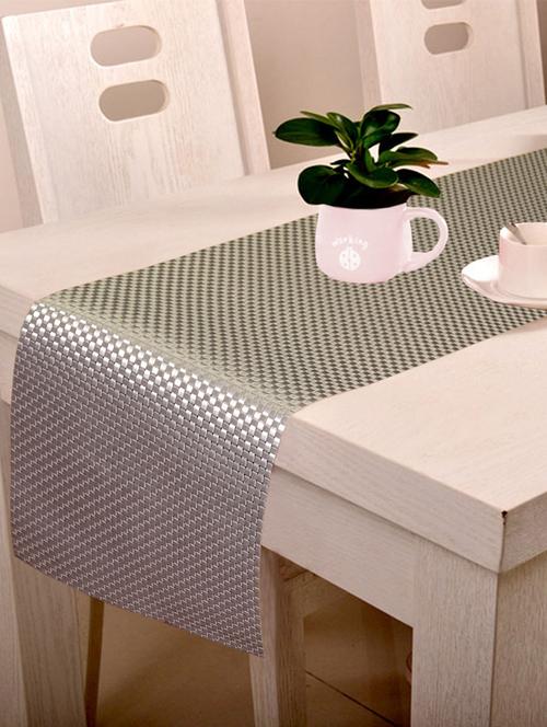 lushomes silver waterproof and heat resistant pvc runner  ( 30 x 180 cms, single pc) - 15874491 - Very Small Image - 1