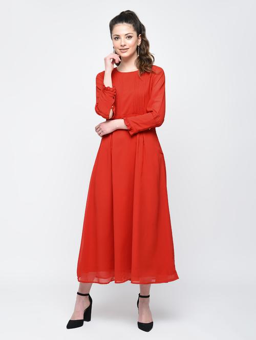 ruffle trim pintucked a-line dress - 15874958 - Very Small Image - 1