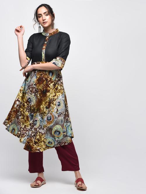 abstract printed high-low kurta  - 15875499 - Very Small Image - 1