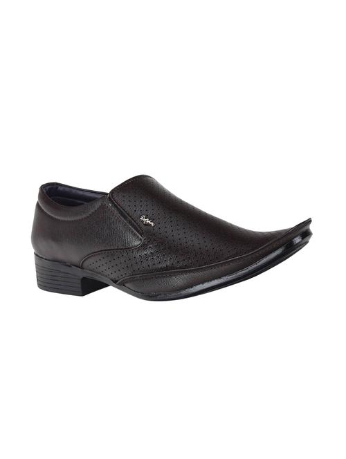 brown leatherette formal slip ons - 15875545 - Very Small Image - 1