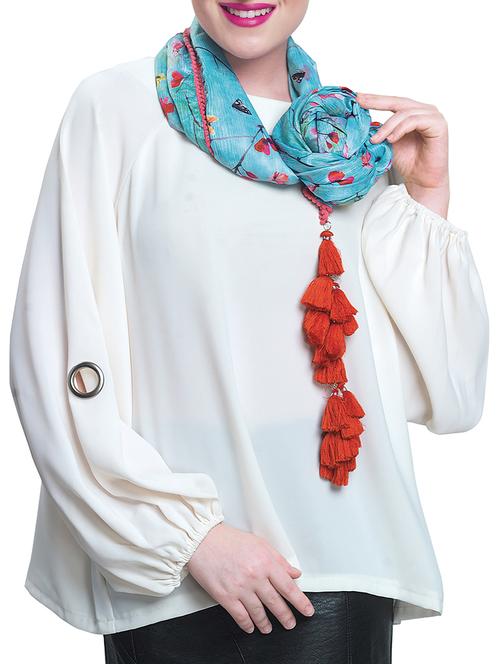 blue crepe scarf - 15877564 - Very Small Image - 1