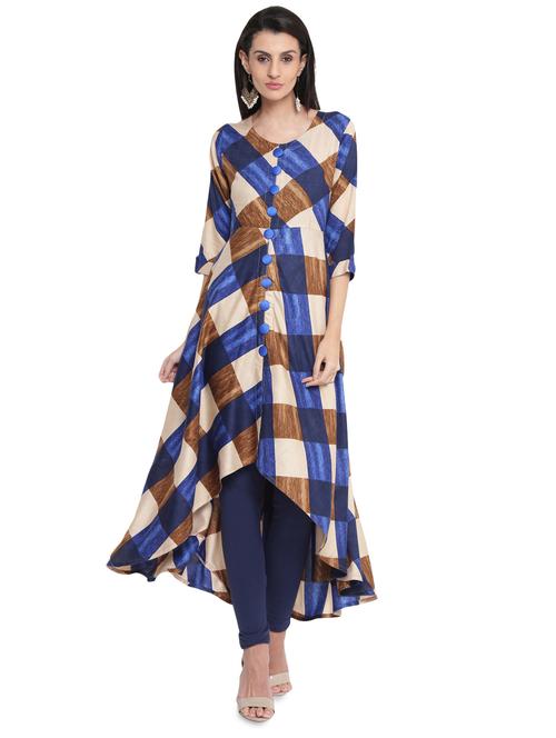 high low checkered kurta - 15878508 - Very Small Image - 1