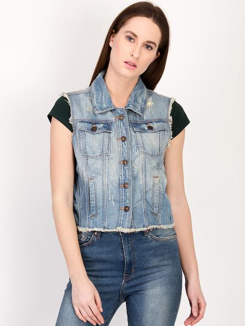 raw edged denim jacket - 15878652 - Very Small Image - 1