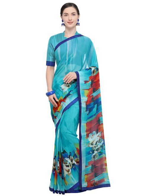 abstract printed saree with blouse - 15878865 - Very Small Image - 1