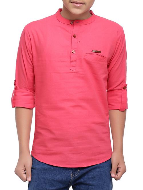 boys pink cotton short kurta  - 15879365 - Very Small Image - 1