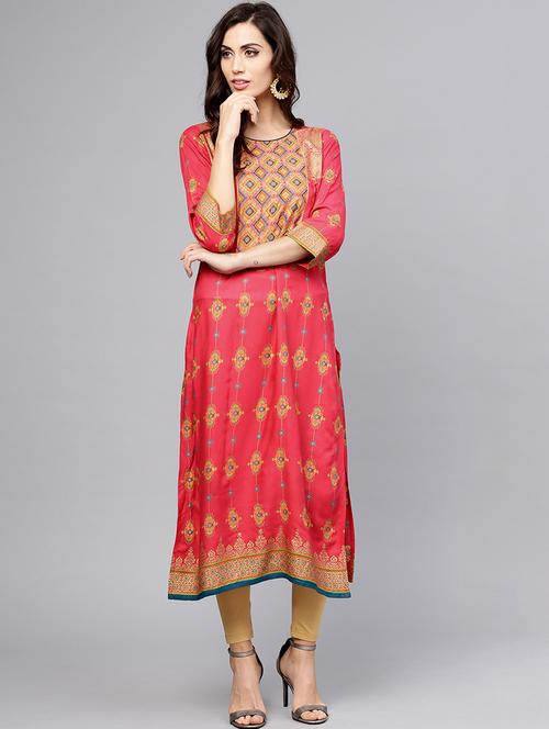 printed straight kurta - 15880261 - Very Small Image - 1