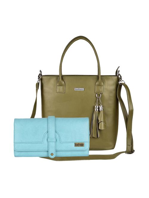 combo of leatherette (pu) regular tote bag and wallet - 15880317 - Very Small Image - 1