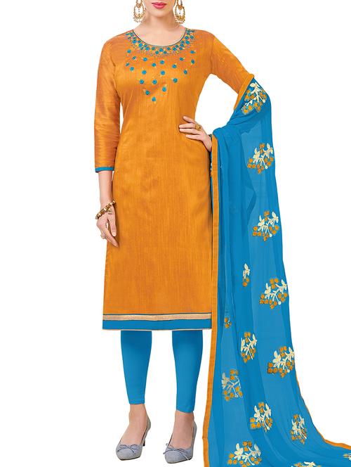 embroidered unstitched churidaar suit - 15880324 - Very Small Image - 1