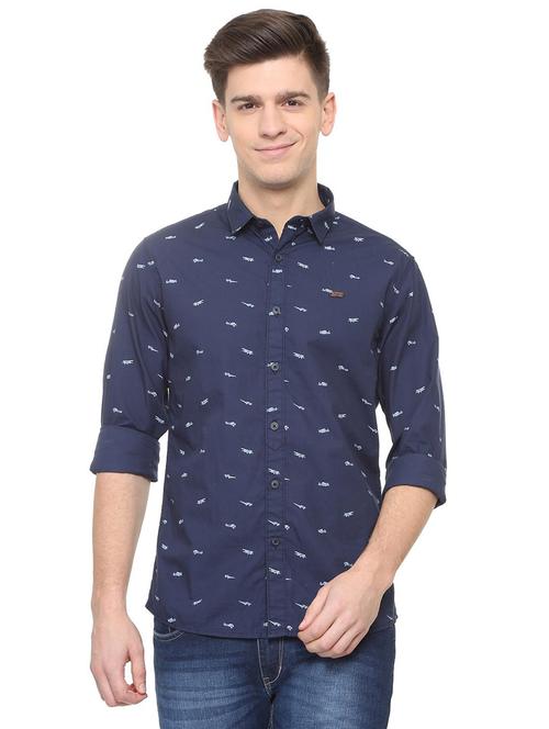 navy blue printed casual shirt - 15880732 - Very Small Image - 1