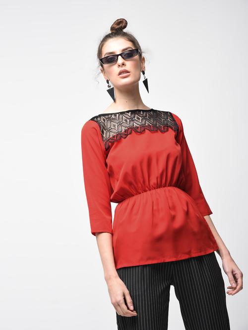 women's straight boat neck top - 15881794 - Very Small Image - 1