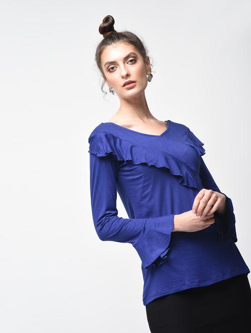 women's straight v neck top - 15881800 - Very Small Image - 1