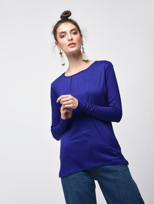women's straight round neck top - 15881807 - Very Small Image - 1