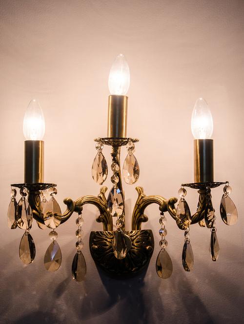 candle lamp honey crystal triple sconce - 15882724 - Very Small Image - 1