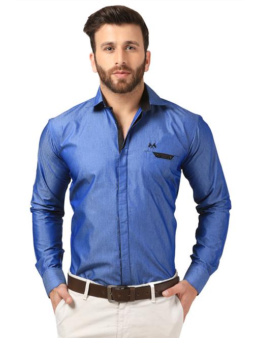 blue polyester blend casual shirt - 15883497 - Very Small Image - 1